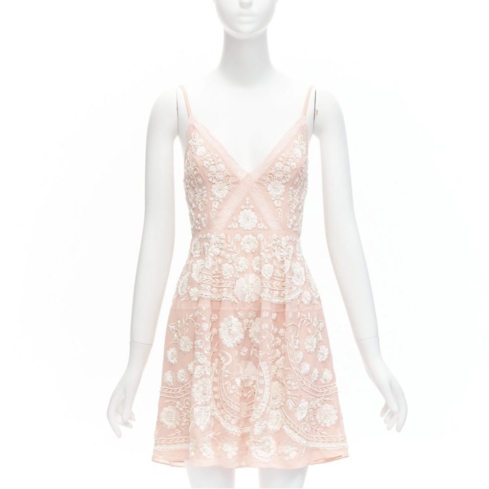 Needle & Thread Blush Pink Embroidered Slip Dress